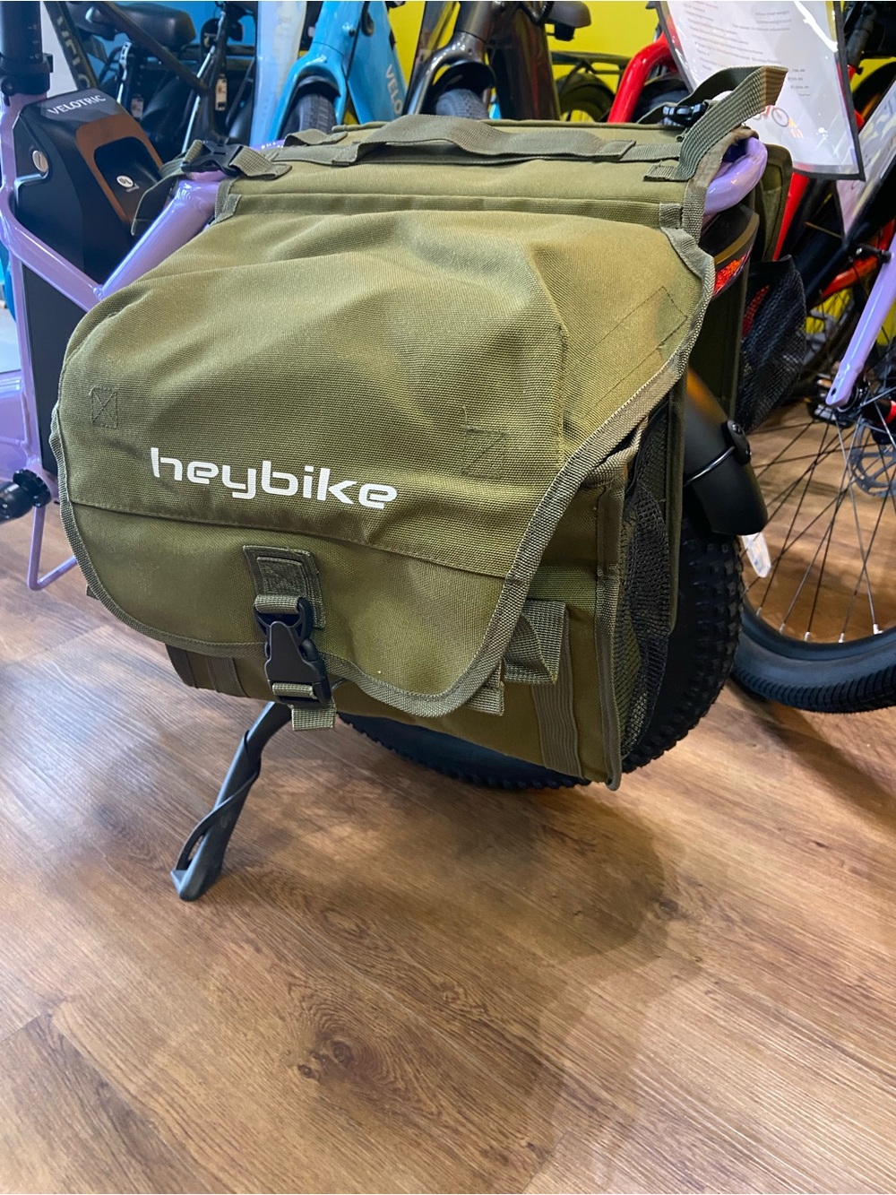 Heybike Olive Green Double Saddle Pannier Bag - Picture 2 of 8